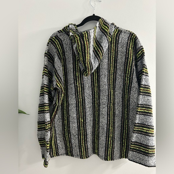 Striped Baja Jacket Hoodie Drug Rug Mexico Blanket sweater - Picture 7 of 7